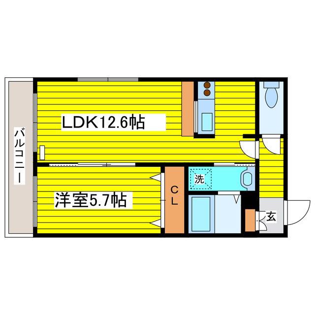 サンコート北7条 弐番館(1LDK/4階)の間取り写真