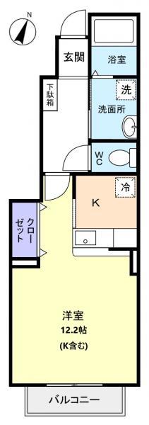 プラウド幕張本郷VI(ワンルーム/1階)の間取り写真
