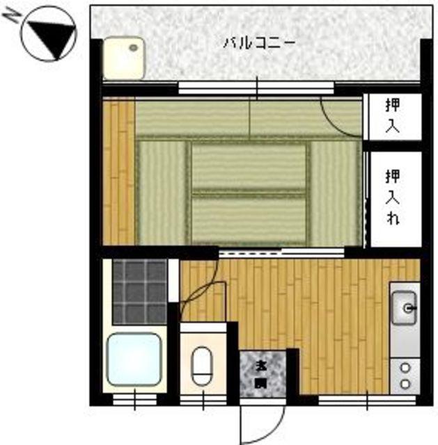 八百喜荘(1DK/1階)の間取り写真