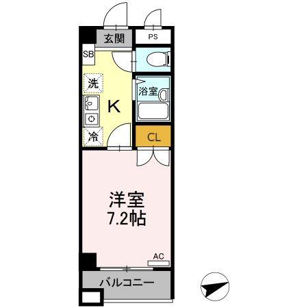 セジュール浦上(1K/4階)の間取り写真