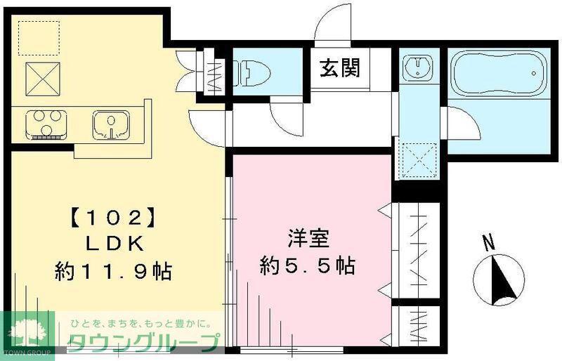 モーディッシュTWO(1LDK/2階)の間取り写真