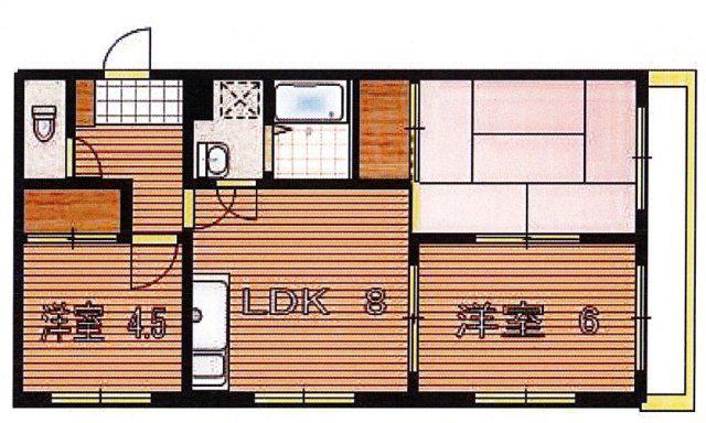 ハイツ神田(2LDK/3階)の間取り写真