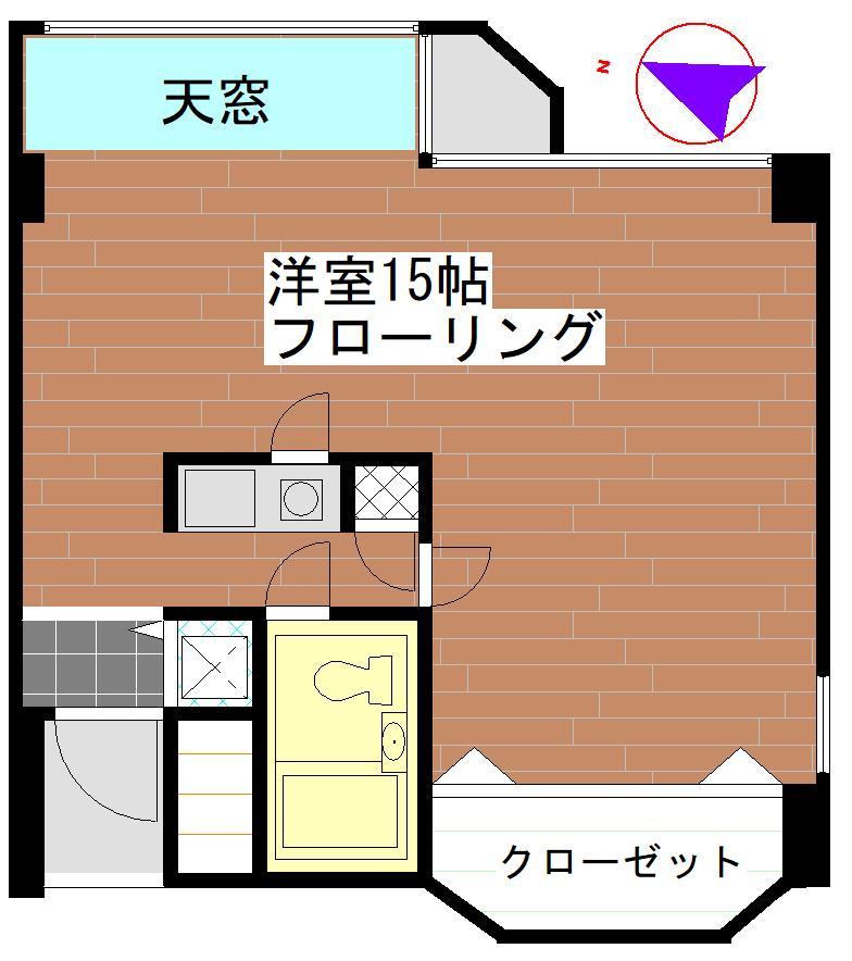 ヤナギサワマンション(1K/4階)の間取り写真