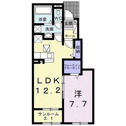 ヴィア ラッテァ(1LDK/1階)の間取り写真