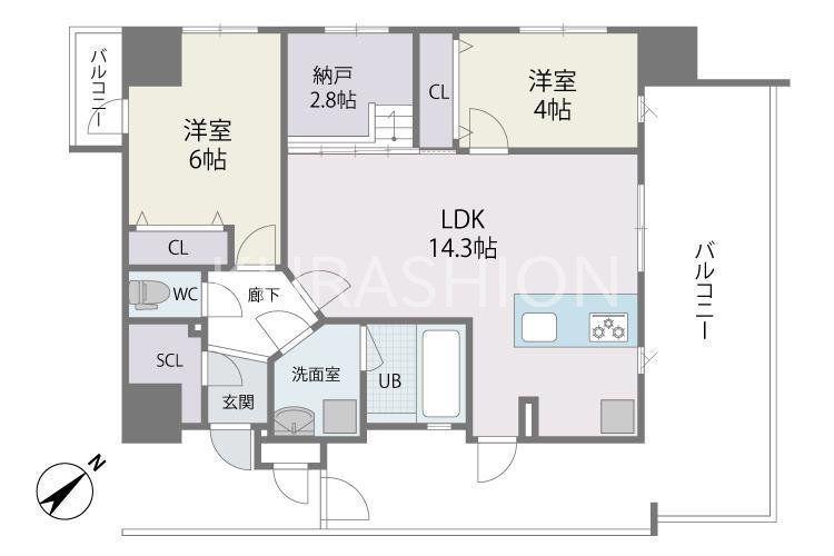 MODERN ASPIRATION 平尾駅前(2SLDK/4階)の間取り写真