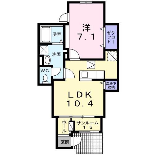 メゾンプラシード V(1LDK/1階)の間取り写真