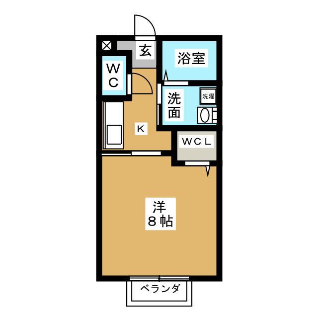レトア中部台(1K/2階)の間取り写真