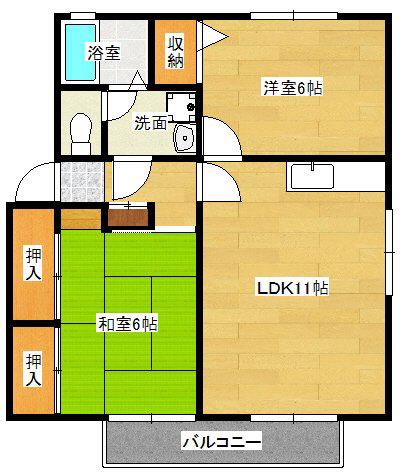 ルミエール深山(2LDK/2階)の間取り写真
