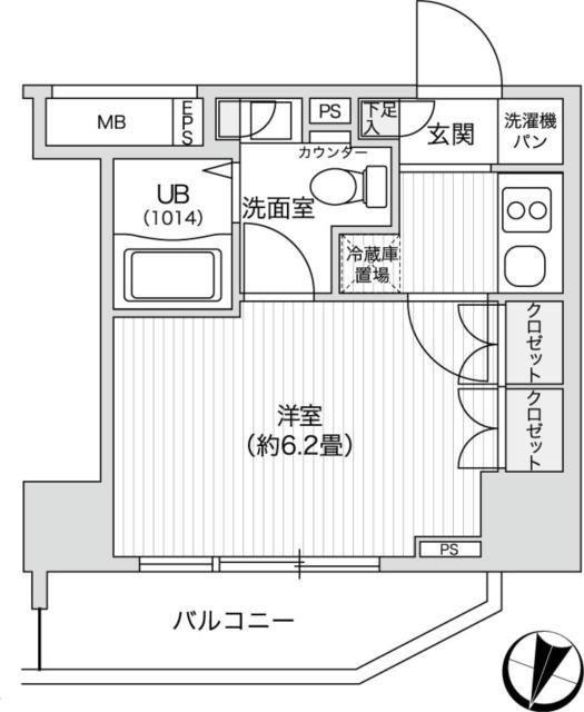 レジディア笹塚II(1K/6階)の間取り写真