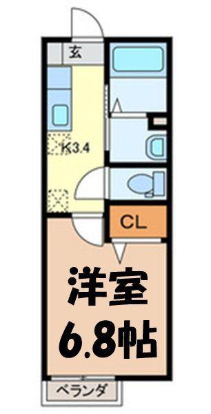 栗原ハイツB(1K/1階)の間取り写真