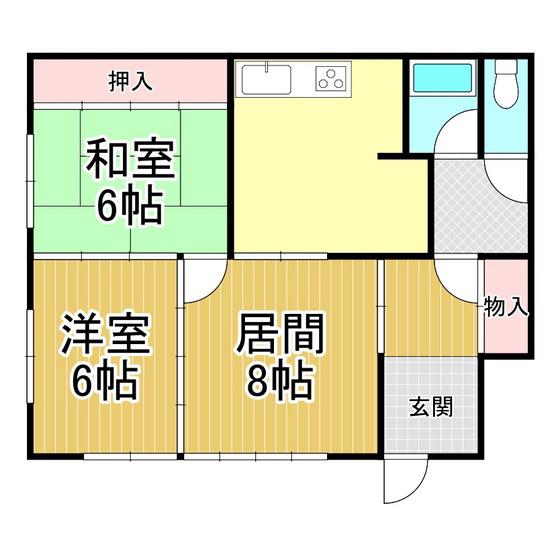 コーポ高平(2LDK/1階)の間取り写真