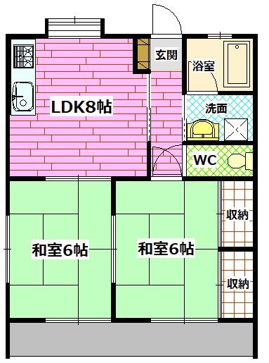 ビレッジ沖元屋(2DK/1階)の間取り写真