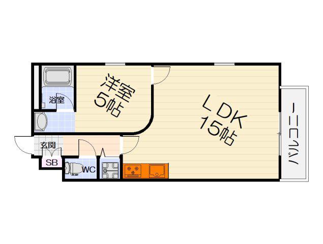 ラフィナート和泉(1LDK/2階)の間取り写真