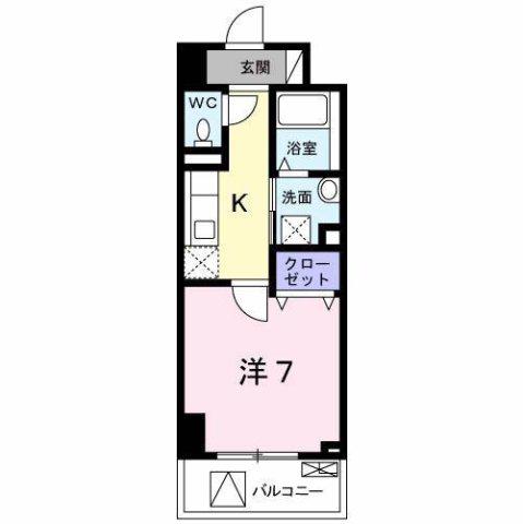 パークスクウェア八幡町(1K/2階)の間取り写真