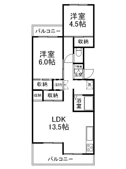 久我のもり 1棟(2LDK/2階)の間取り写真