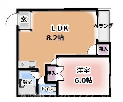 おしゃれ館新森(1LDK/2階)の間取り写真