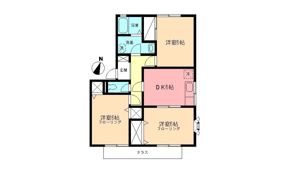 サンフレアA(3DK/1階)の間取り写真