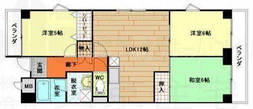 ミョーコウサンロードマンション(3LDK/5階)の間取り写真