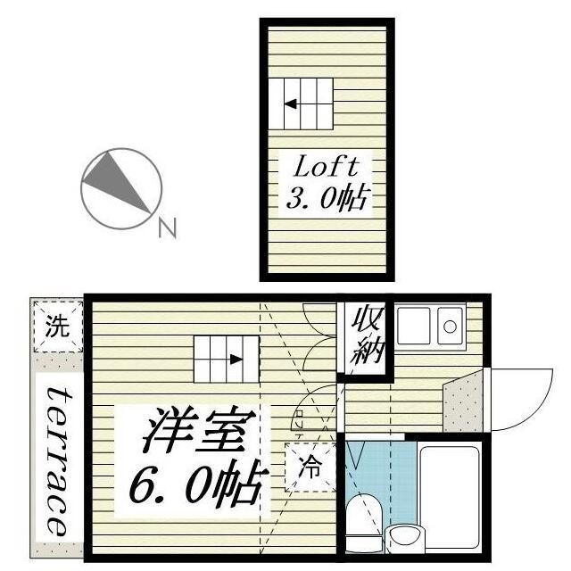 北小金第15レジデンス(1K/1階)の間取り写真