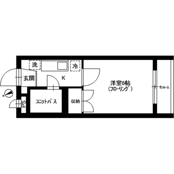 アーバンフラット(1K/2階)の間取り写真