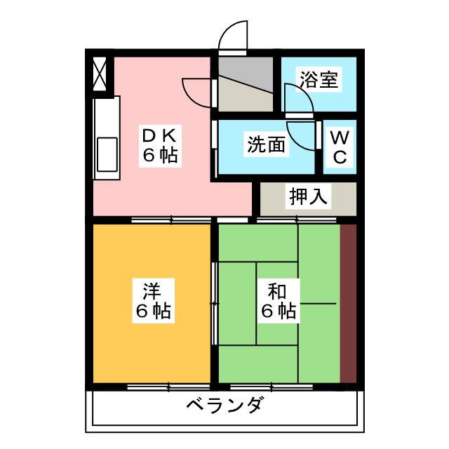 プロヴァンス(2DK/2階)の間取り写真