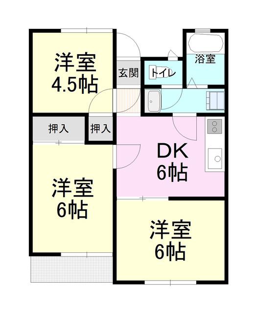 三田川ハイツ(3DK/1階)の間取り写真