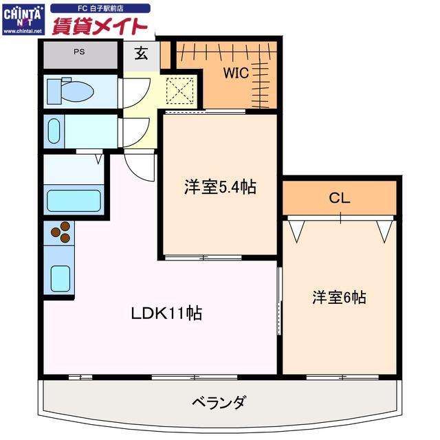 メゾンルミエールII(2LDK/2階)の間取り写真