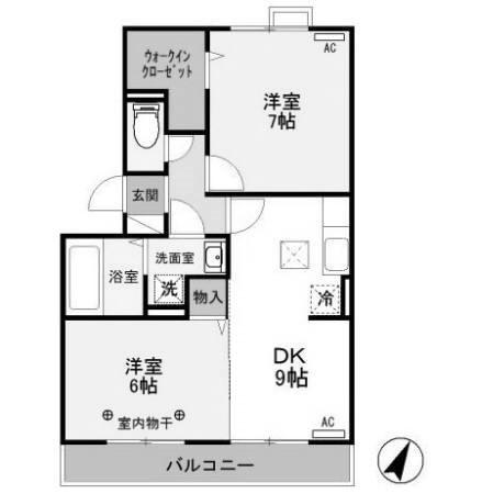 ヴィラフォレスタA(2DK/2階)の間取り写真