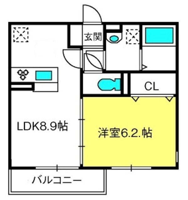 ブランヴェニール(1LDK/1階)の間取り写真