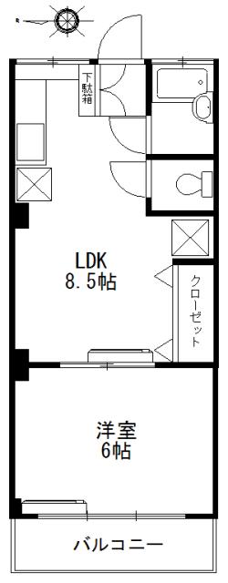ワダコーポラス(1LDK/2階)の間取り写真
