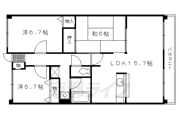 エルシティ桃山御陵(3LDK/4階)の間取り写真