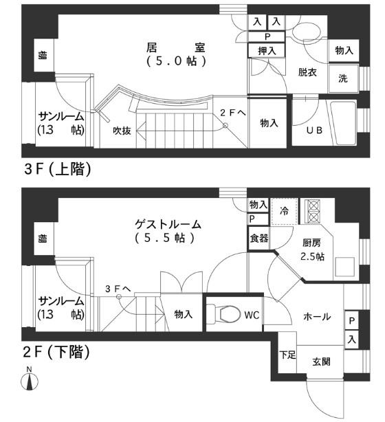 2000HOUSE(2K/4階)の間取り写真