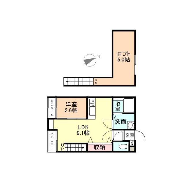 COZYII(1LDK/2階)の間取り写真