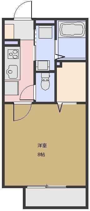 カーサ デ ルス(1K/1階)の間取り写真