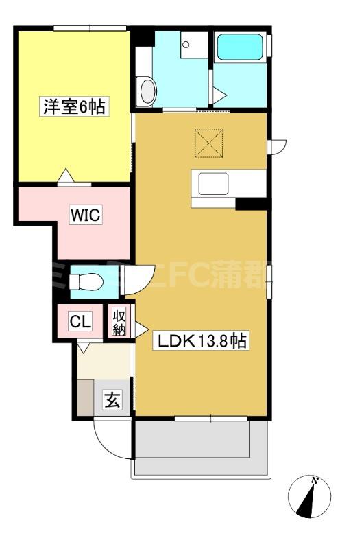 D-ROOM金平(1LDK/1階)の間取り写真