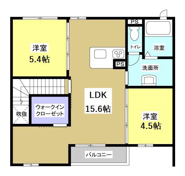 静岡県磐田市 2階建 築18年(2LDK/2階)の間取り写真
