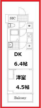 ジェノヴィア鐘ヶ淵(1DK/9階)の間取り写真
