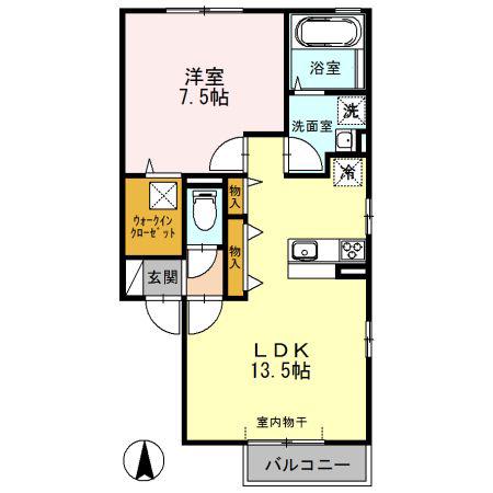 スフィア(1LDK/1階)の間取り写真