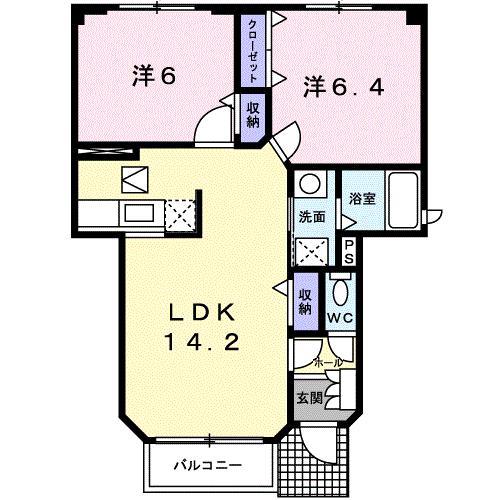 シャンメゾンS&Y(2LDK/1階)の間取り写真
