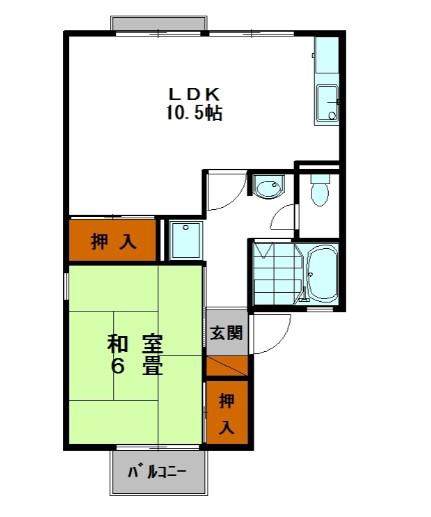 セジュール向山(1LDK/2階)の間取り写真