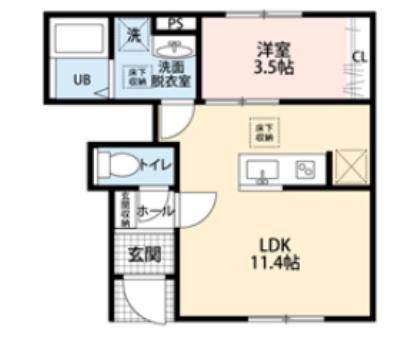 リーブルファイン川口東本郷(1LDK/1階)の間取り写真