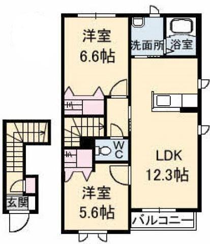 ヴィラ エスペランス III(2LDK/2階)の間取り写真