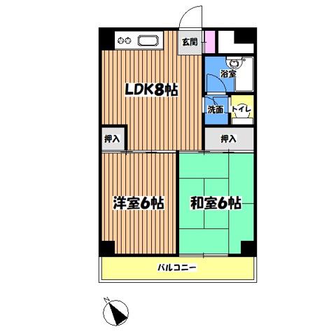グレースマンション(2LDK/2階)の間取り写真