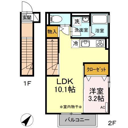 サンヒルズ(1LDK/2階)の間取り写真
