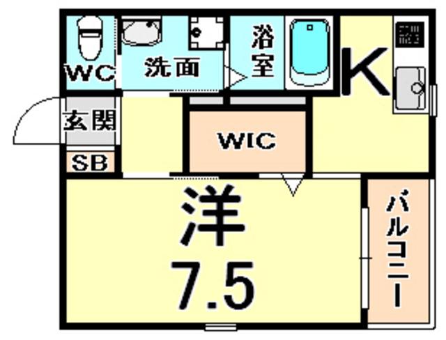 ワイズヤード(1K/3階)の間取り写真