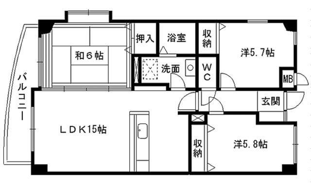 ミラベル嵐が丘(3LDK/3階)の間取り写真