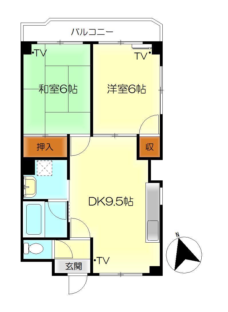 白島2NDビル(2DK/2階)の間取り写真