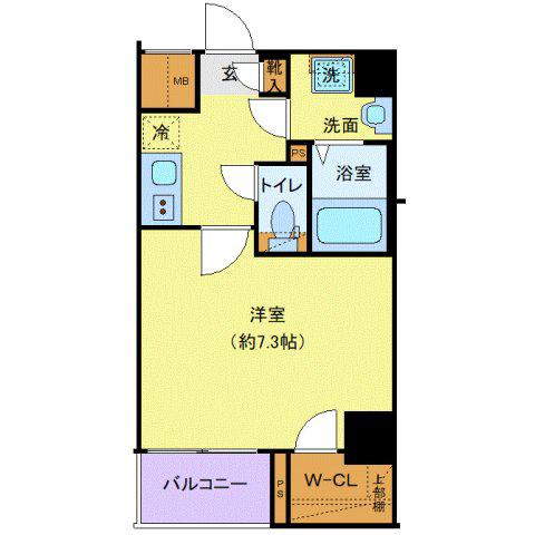 ディアレイシャス田園調布南(1K/4階)の間取り写真