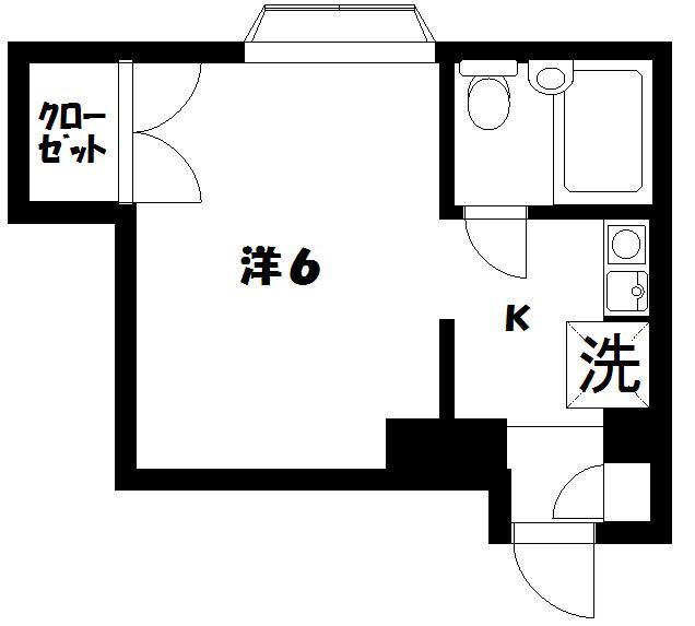 栗山プチシャトーII(1K/2階)の間取り写真