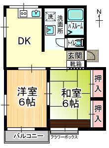 リバティ22(2DK/2階)の間取り写真